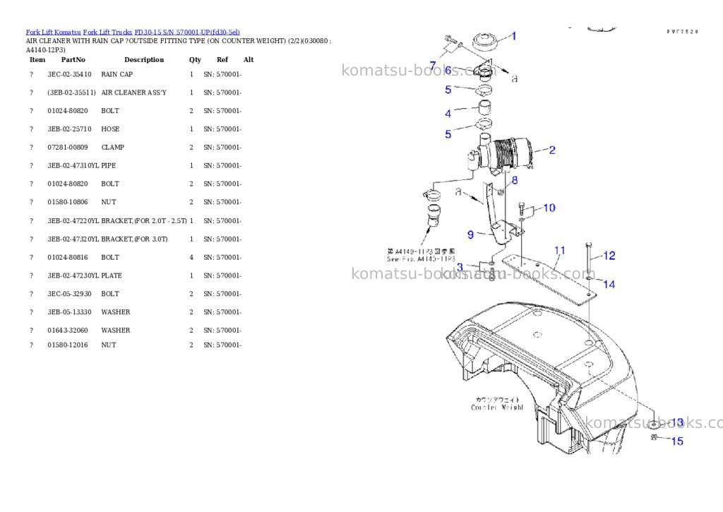 Komatsu fd30-15 s/n 570001-up Parts catalog cover Page 7 Komatsu fd30-15 s/n 570001-up Parts catalog cover Page 7