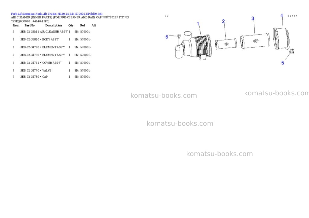Komatsu fd30-15 s/n 570001-up Parts catalog cover Page 8 Komatsu fd30-15 s/n 570001-up Parts catalog cover Page 8