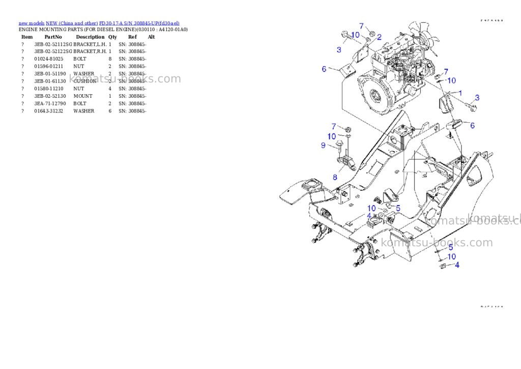 Komatsu fd30-17-a s/n 308845-up Parts catalog cover