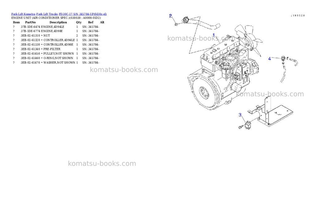 Komatsu FD30C-17 S/N 345784-UP Parts catalog cover Page 2 Komatsu FD30C-17 S/N 345784-UP Parts catalog cover Page 2