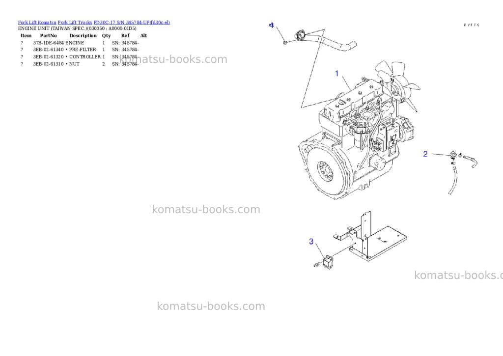 Komatsu FD30C-17 S/N 345784-UP Parts catalog cover Page 4 Komatsu FD30C-17 S/N 345784-UP Parts catalog cover Page 4
