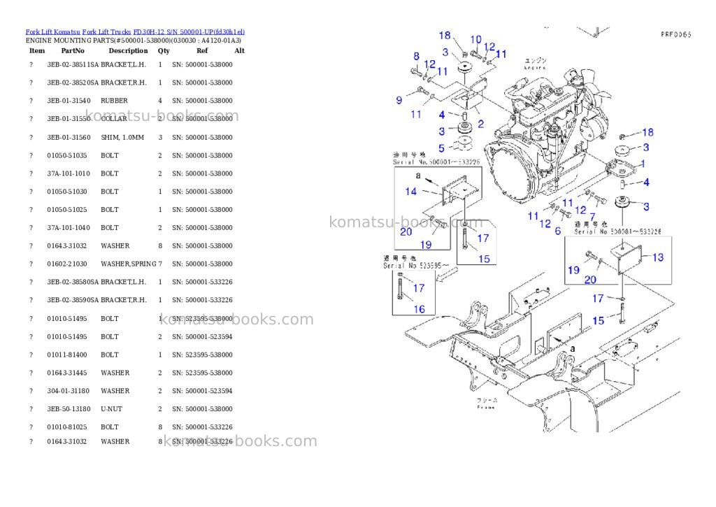 Komatsu fd30h-12 s/n 500001-up Parts catalog cover Page 2 Komatsu fd30h-12 s/n 500001-up Parts catalog cover Page 2