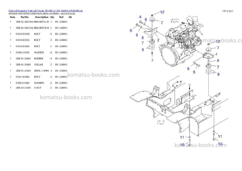 Komatsu fd30h-12 s/n 500001-up Parts catalog cover Page 3 Komatsu fd30h-12 s/n 500001-up Parts catalog cover Page 3