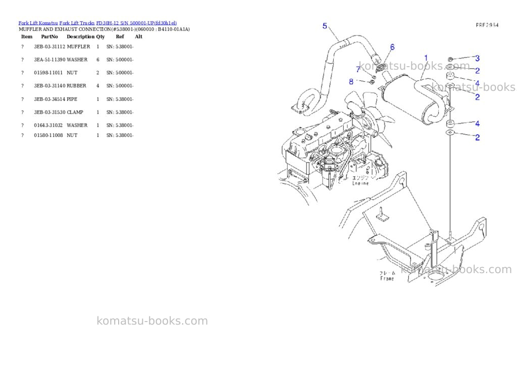 Komatsu fd30h-12 s/n 500001-up Parts catalog cover Page 6 Komatsu fd30h-12 s/n 500001-up Parts catalog cover Page 6