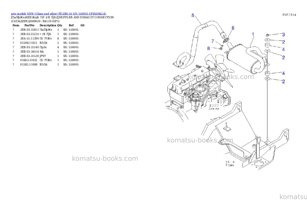 Komatsu fd30h-14 s/n 550001-up Parts catalog cover Page 4 Komatsu fd30h-14 s/n 550001-up Parts catalog cover Page 4