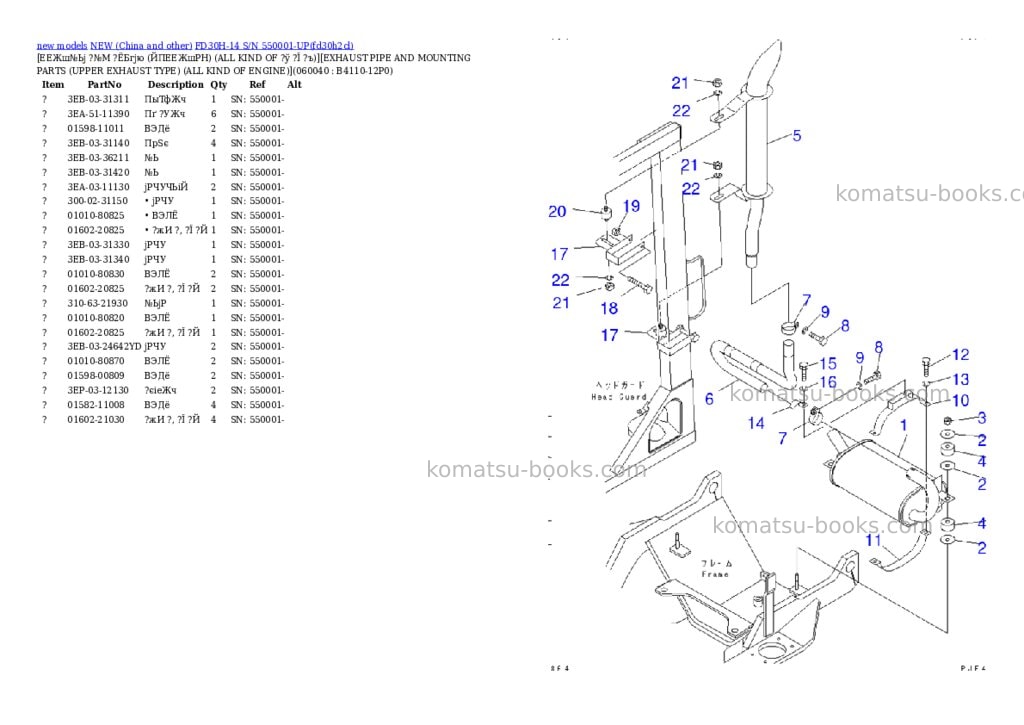 Komatsu fd30h-14 s/n 550001-up Parts catalog cover Page 6 Komatsu fd30h-14 s/n 550001-up Parts catalog cover Page 6