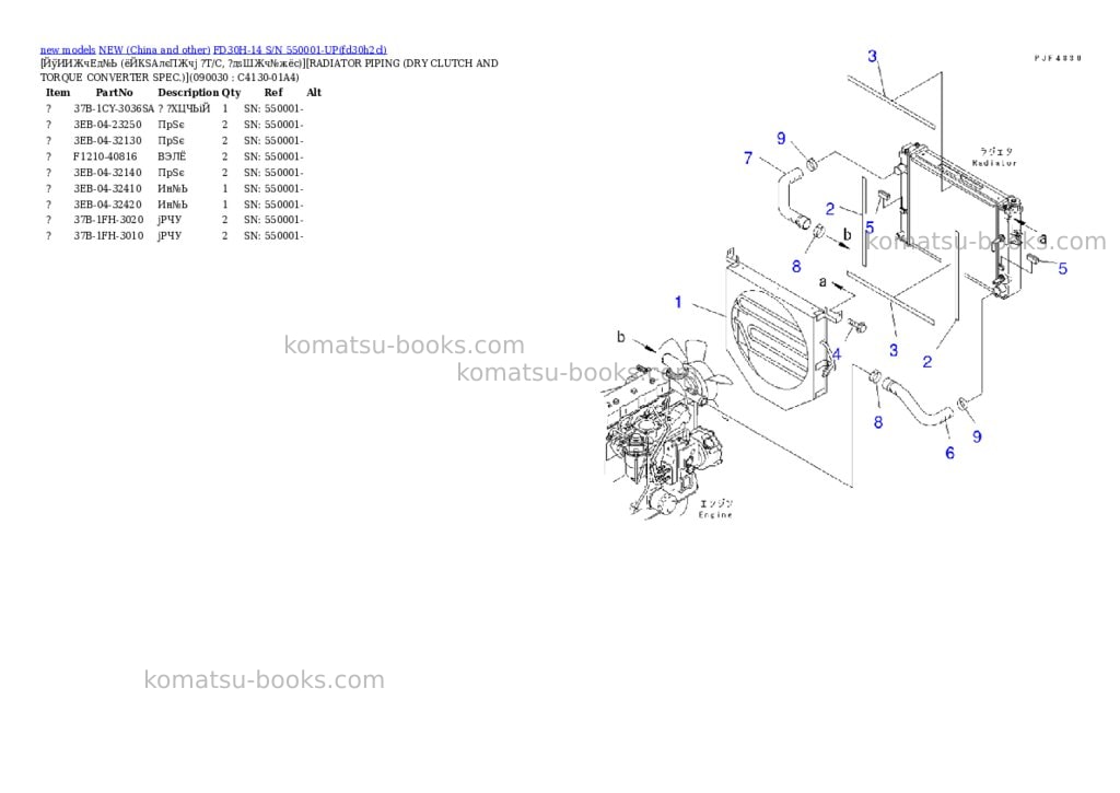 Komatsu fd30h-14 s/n 550001-up Parts catalog cover Page 9 Komatsu fd30h-14 s/n 550001-up Parts catalog cover Page 9
