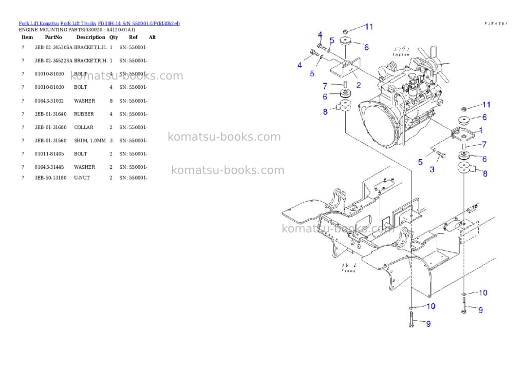 Komatsu FD30H-14 S/N 550001-UP Parts catalog cover Komatsu FD30H-14 S/N 550001-UP Parts catalog cover