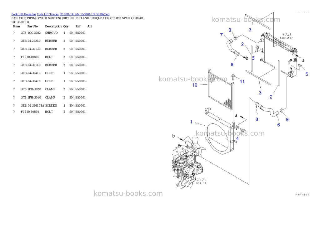 Komatsu FD30H-14 S/N 550001-UP Parts catalog cover Page 10 Komatsu FD30H-14 S/N 550001-UP Parts catalog cover Page 10