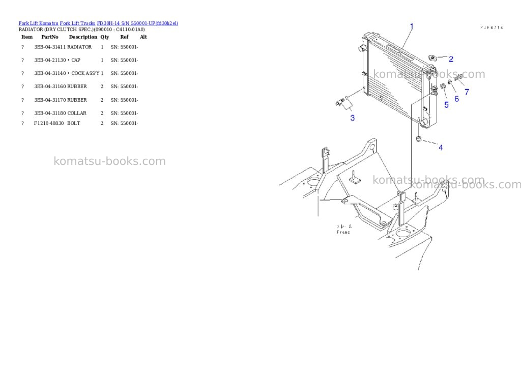 Komatsu FD30H-14 S/N 550001-UP Parts catalog cover Page 7 Komatsu FD30H-14 S/N 550001-UP Parts catalog cover Page 7