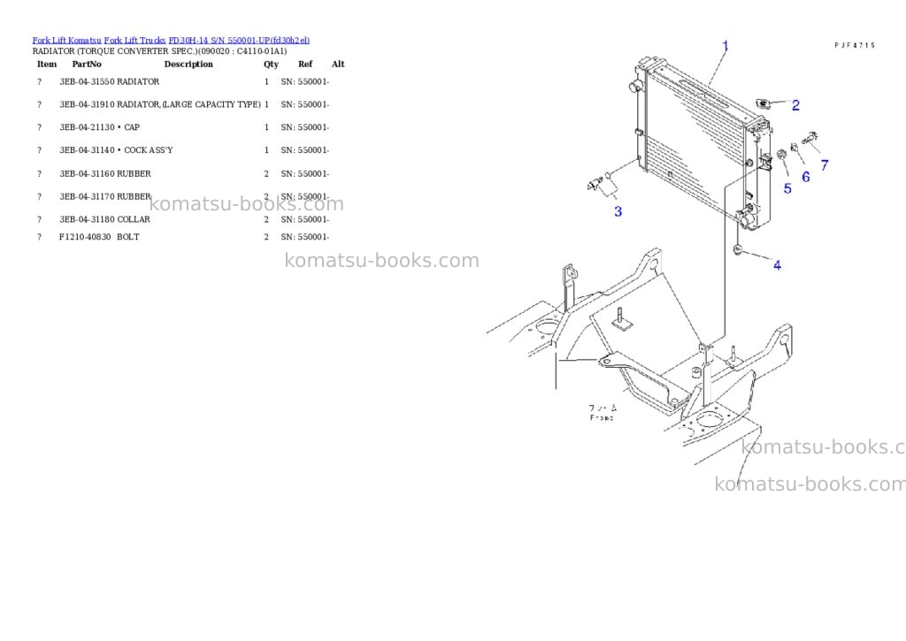 Komatsu FD30H-14 S/N 550001-UP Parts catalog cover Page 8 Komatsu FD30H-14 S/N 550001-UP Parts catalog cover Page 8