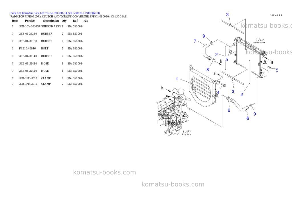 Komatsu FD30H-14 S/N 550001-UP Parts catalog cover Page 9 Komatsu FD30H-14 S/N 550001-UP Parts catalog cover Page 9