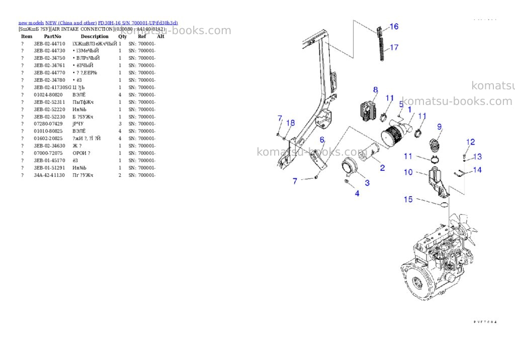Komatsu fd30h-16 s/n 700001-up Parts catalog cover Page 7 Komatsu fd30h-16 s/n 700001-up Parts catalog cover Page 7