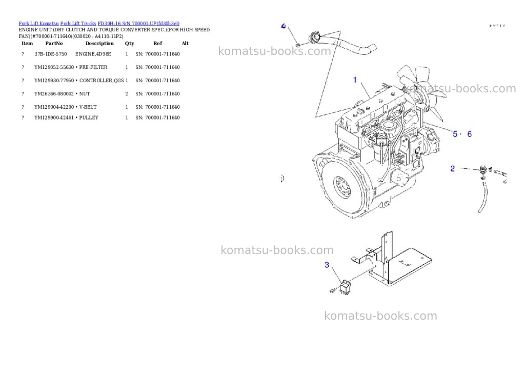 Komatsu FD30H-16 S/N 700001-UP Parts catalog cover Komatsu FD30H-16 S/N 700001-UP Parts catalog cover