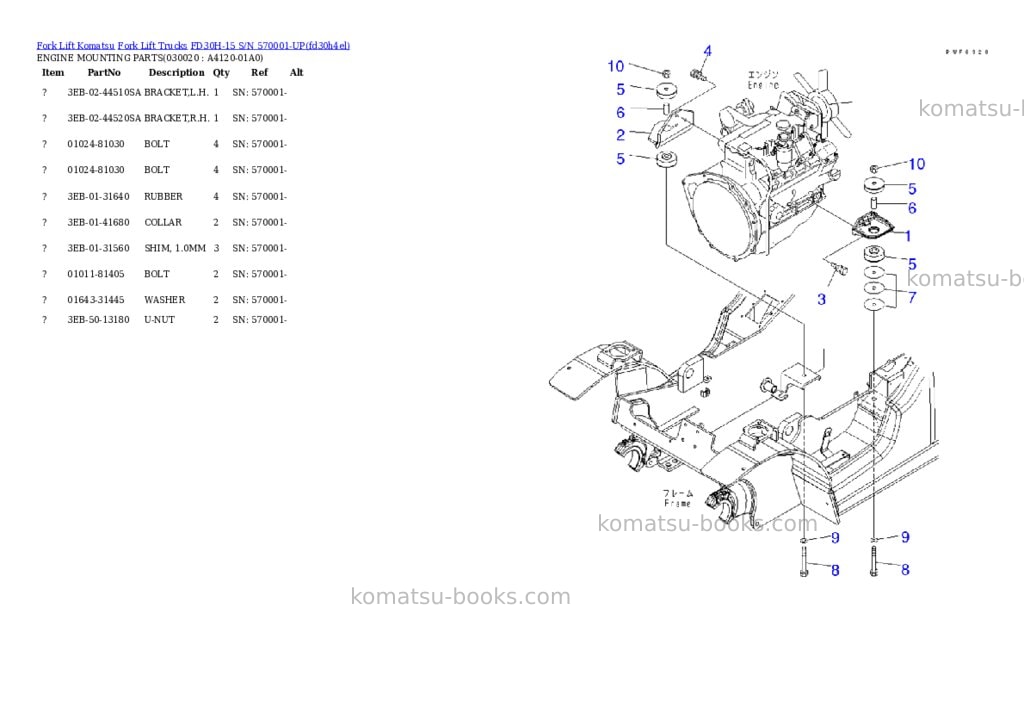 Komatsu fd30h-15 s/n 570001-up Parts catalog cover