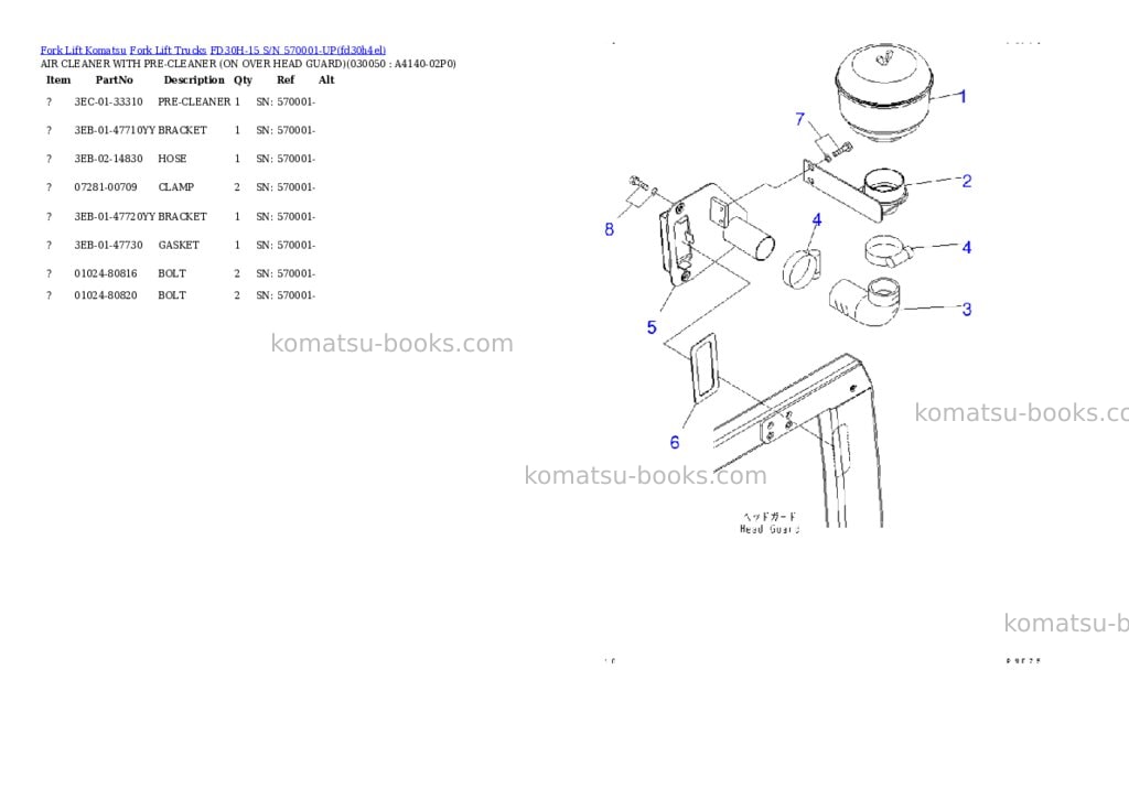 Komatsu fd30h-15 s/n 570001-up Parts catalog cover Page 4