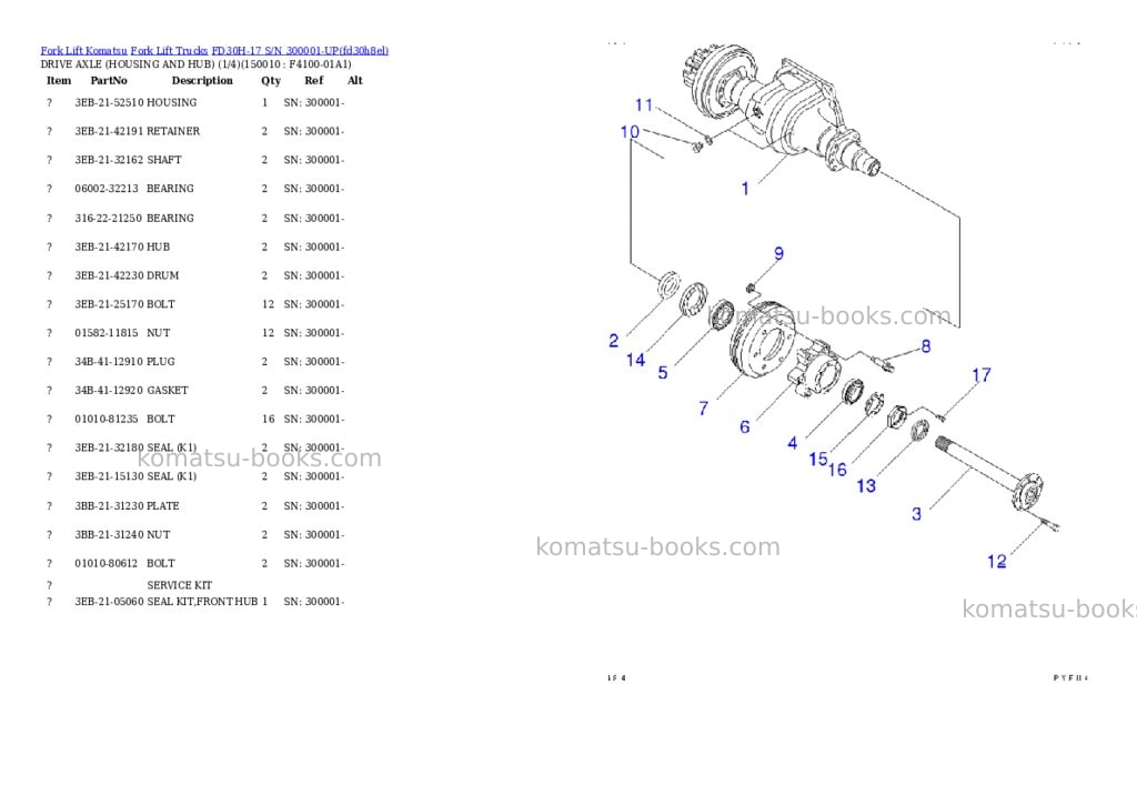 Komatsu fd30h-17 s/n 300001-up Parts catalog cover Page 10