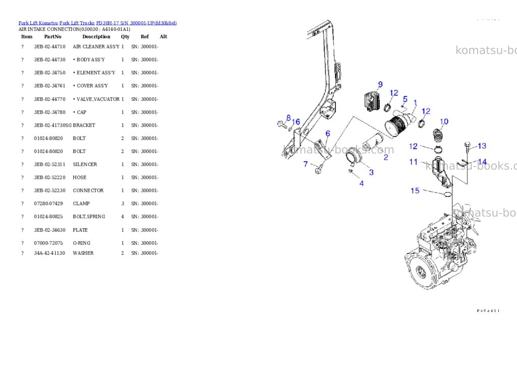 Komatsu fd30h-17 s/n 300001-up Parts catalog cover Page 2