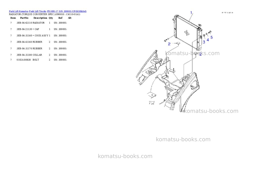 Komatsu fd30h-17 s/n 300001-up Parts catalog cover Page 4