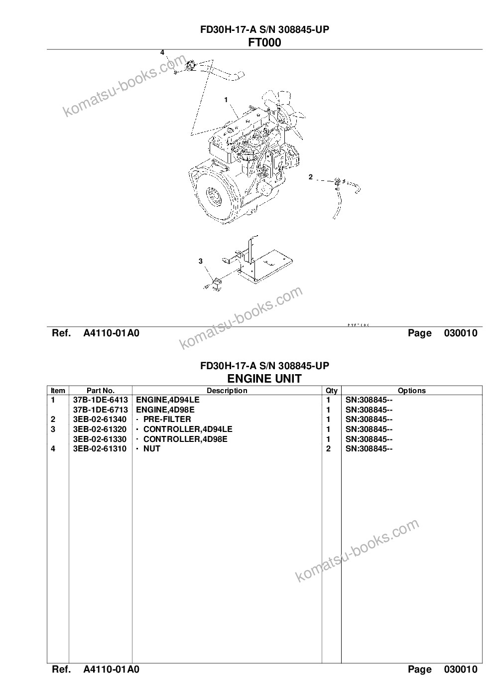 Komatsu fd30h-17-a s/n 308845-up Parts catalog cover Page 3 Komatsu fd30h-17-a s/n 308845-up Parts catalog cover Page 3