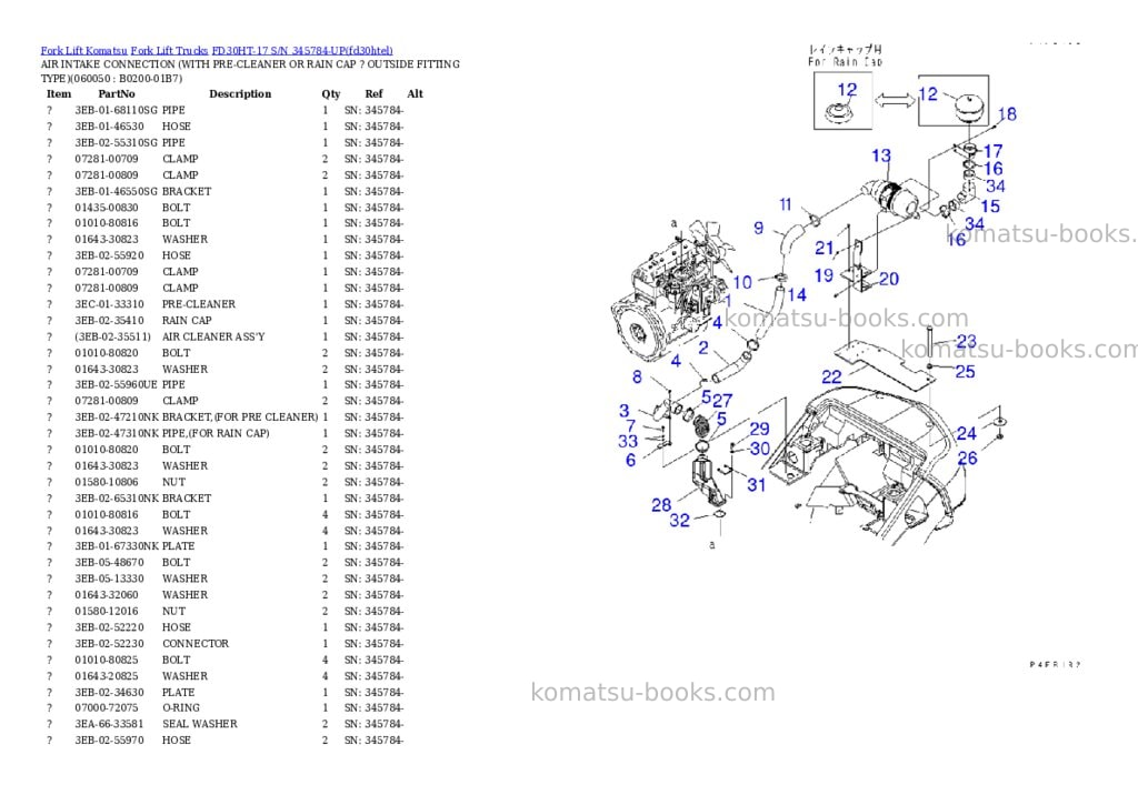 Komatsu FD30HT-17 S/N 345784-UP Parts catalog cover Page 7