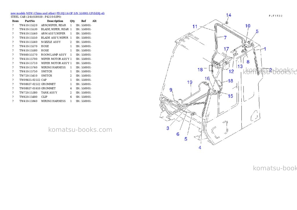 Komatsu fd30j-14-op s/n 550001-up Parts catalog cover Page 2 Komatsu fd30j-14-op s/n 550001-up Parts catalog cover Page 2