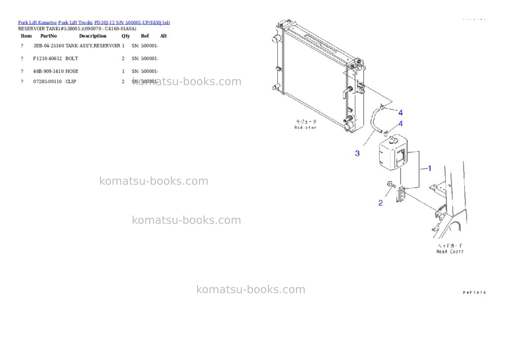 Komatsu fd30j-12 s/n 500001-up Parts catalog cover Page 10 Komatsu fd30j-12 s/n 500001-up Parts catalog cover Page 10
