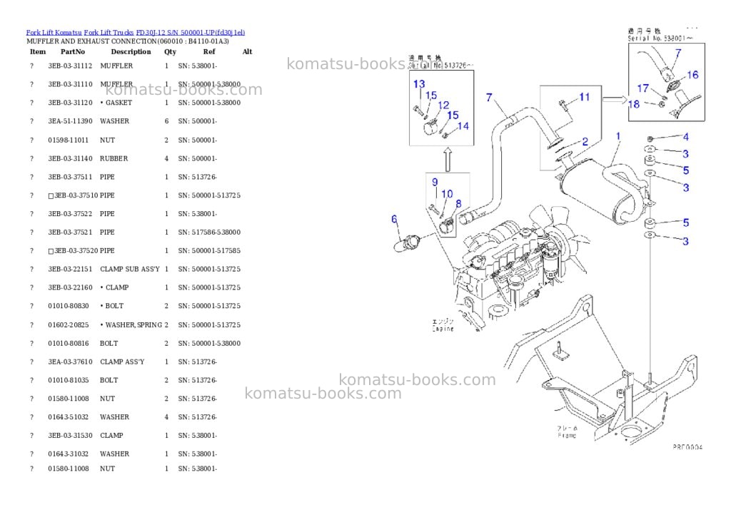 Komatsu fd30j-12 s/n 500001-up Parts catalog cover Page 3 Komatsu fd30j-12 s/n 500001-up Parts catalog cover Page 3