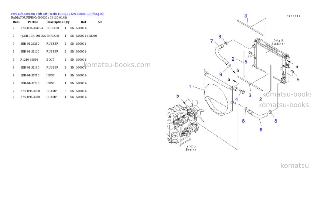 Komatsu fd30j-12 s/n 500001-up Parts catalog cover Page 6 Komatsu fd30j-12 s/n 500001-up Parts catalog cover Page 6
