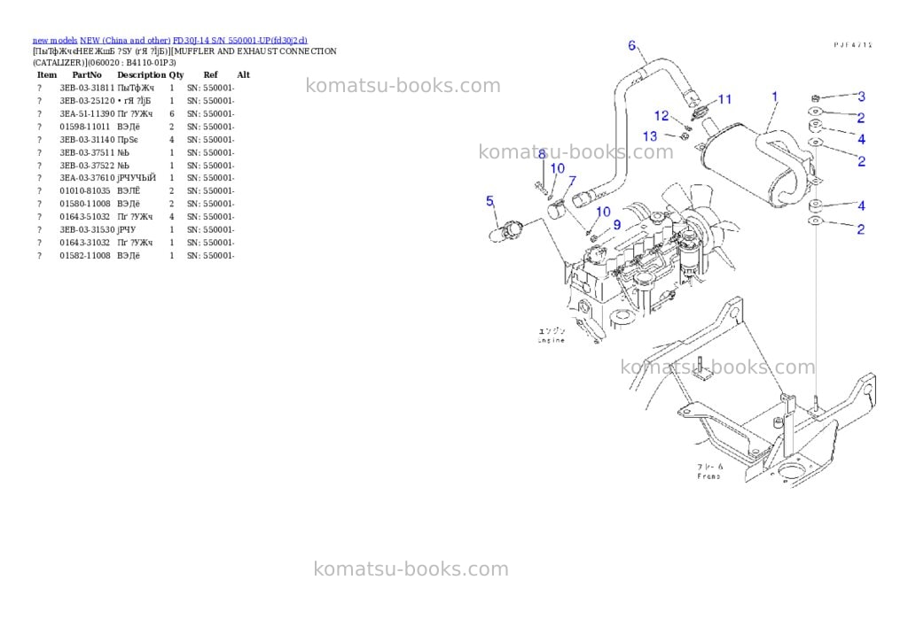 Komatsu fd30j-14 s/n 550001-up Parts catalog cover Page 4 Komatsu fd30j-14 s/n 550001-up Parts catalog cover Page 4