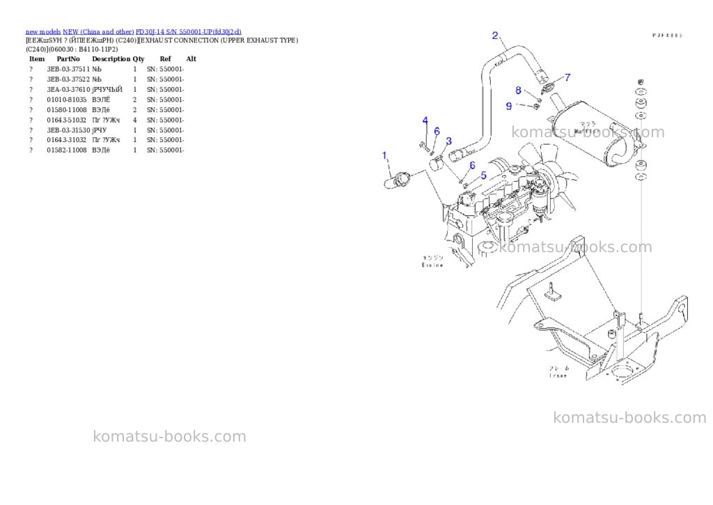 Komatsu fd30j-14 s/n 550001-up Parts catalog cover Page 5 Komatsu fd30j-14 s/n 550001-up Parts catalog cover Page 5