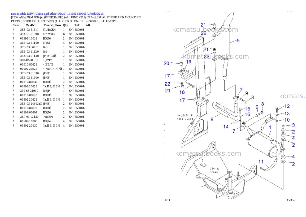 Komatsu fd30j-14 s/n 550001-up Parts catalog cover Page 6 Komatsu fd30j-14 s/n 550001-up Parts catalog cover Page 6