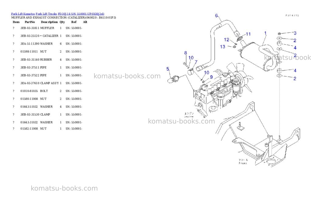 Komatsu FD30J-14 S/N 550001-UP Parts catalog cover Page 4 Komatsu FD30J-14 S/N 550001-UP Parts catalog cover Page 4