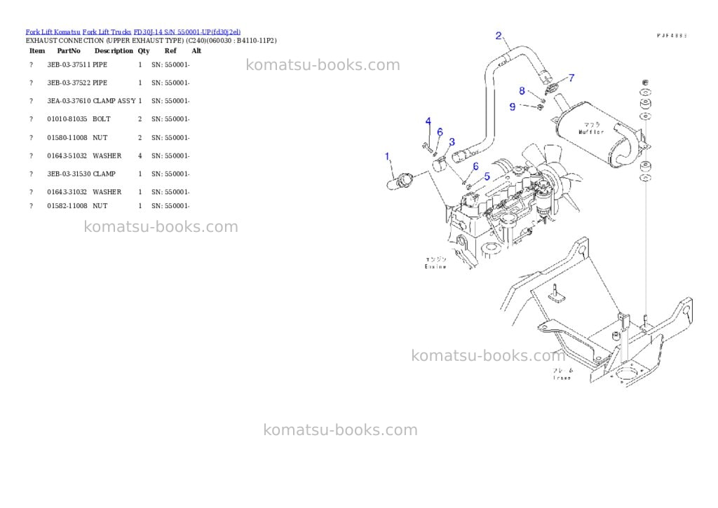 Komatsu FD30J-14 S/N 550001-UP Parts catalog cover Page 5 Komatsu FD30J-14 S/N 550001-UP Parts catalog cover Page 5