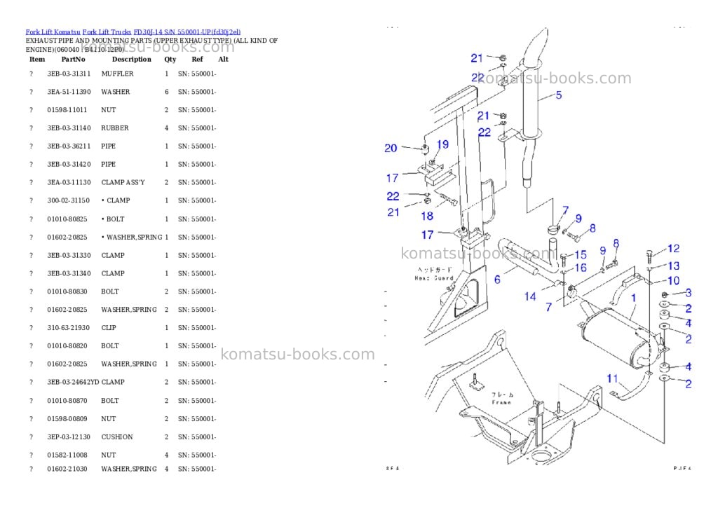 Komatsu FD30J-14 S/N 550001-UP Parts catalog cover Page 6 Komatsu FD30J-14 S/N 550001-UP Parts catalog cover Page 6