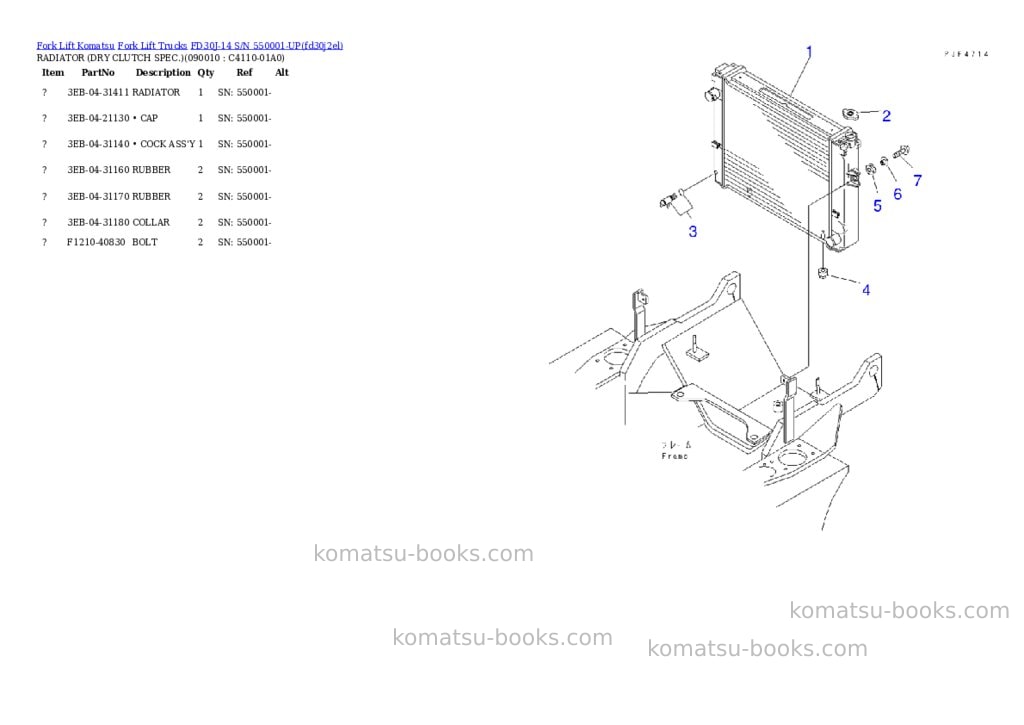 Komatsu FD30J-14 S/N 550001-UP Parts catalog cover Page 7 Komatsu FD30J-14 S/N 550001-UP Parts catalog cover Page 7