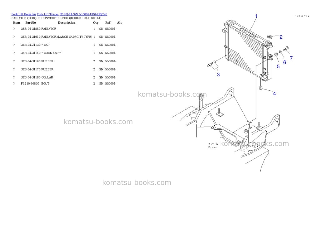 Komatsu FD30J-14 S/N 550001-UP Parts catalog cover Page 8 Komatsu FD30J-14 S/N 550001-UP Parts catalog cover Page 8