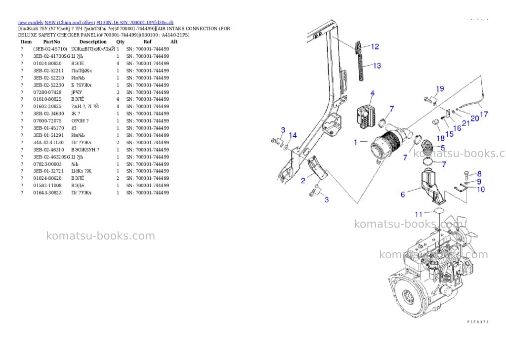 Komatsu FD30N-16 S/N 700001-UP Parts catalog cover Page 9 Komatsu FD30N-16 S/N 700001-UP Parts catalog cover Page 9
