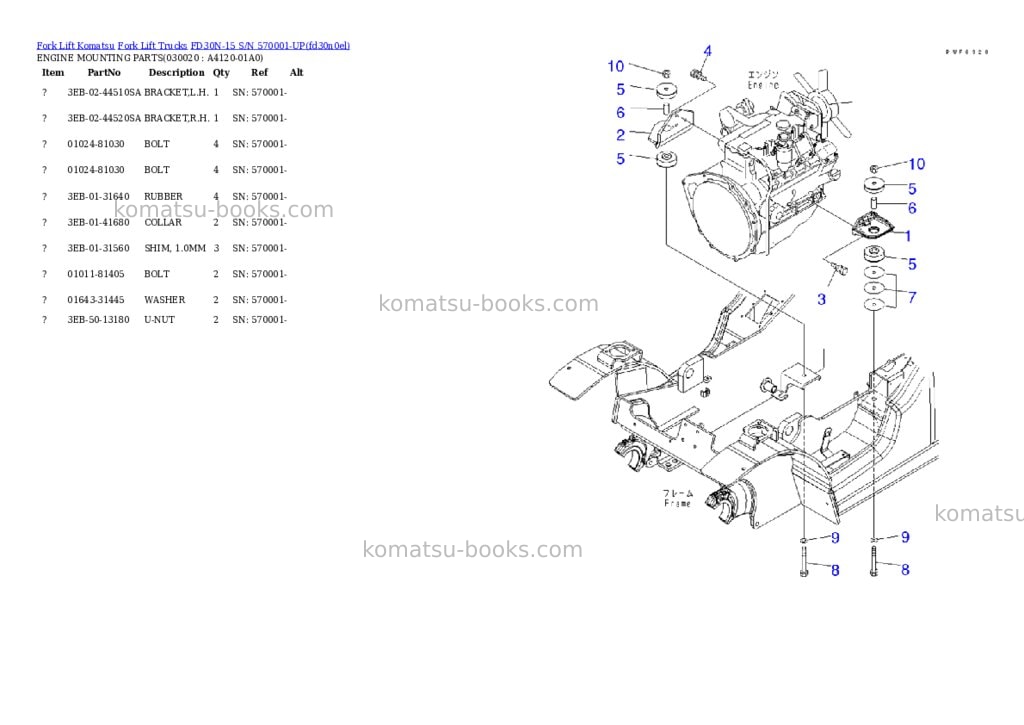 Komatsu fd30n-15 s/n 570001-up Parts catalog cover