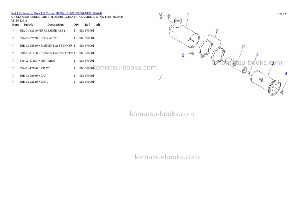 Komatsu fd30n-15 s/n 570001-up Parts catalog cover Page 8