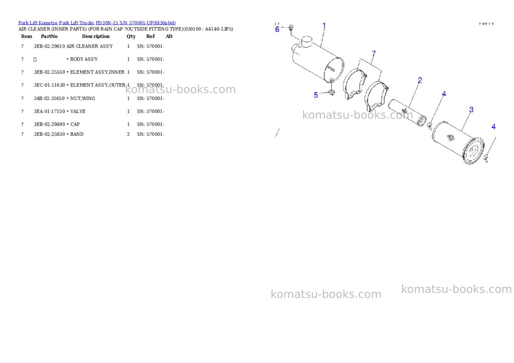 Komatsu fd30n-15 s/n 570001-up Parts catalog cover Page 9