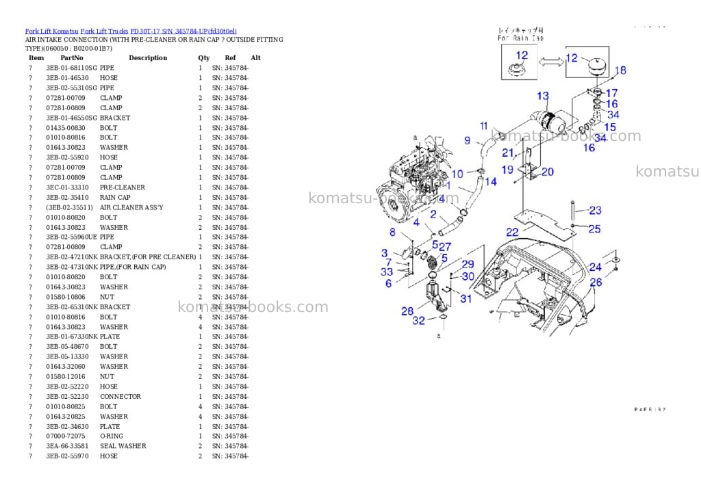 Komatsu FD30T-17 S/N 345784-UP Parts catalog cover Page 9 Komatsu FD30T-17 S/N 345784-UP Parts catalog cover Page 9