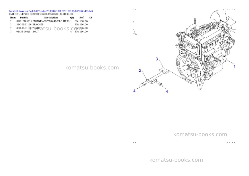 Komatsu FD35/40-10-B S/N 136100-137636 Parts catalog cover