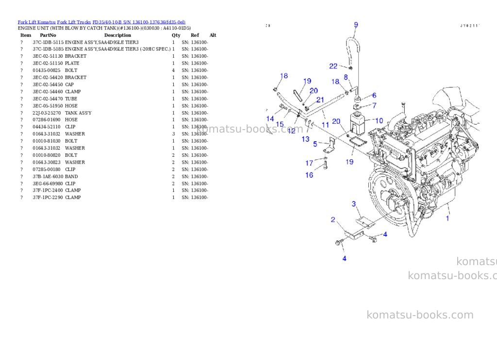 Komatsu FD35/40-10-B S/N 136100-137636 Parts catalog cover Page 2