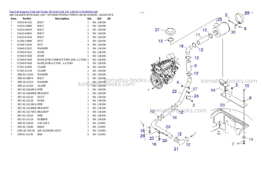 Komatsu FD35/40-10-B S/N 136100-137636 Parts catalog cover Page 8