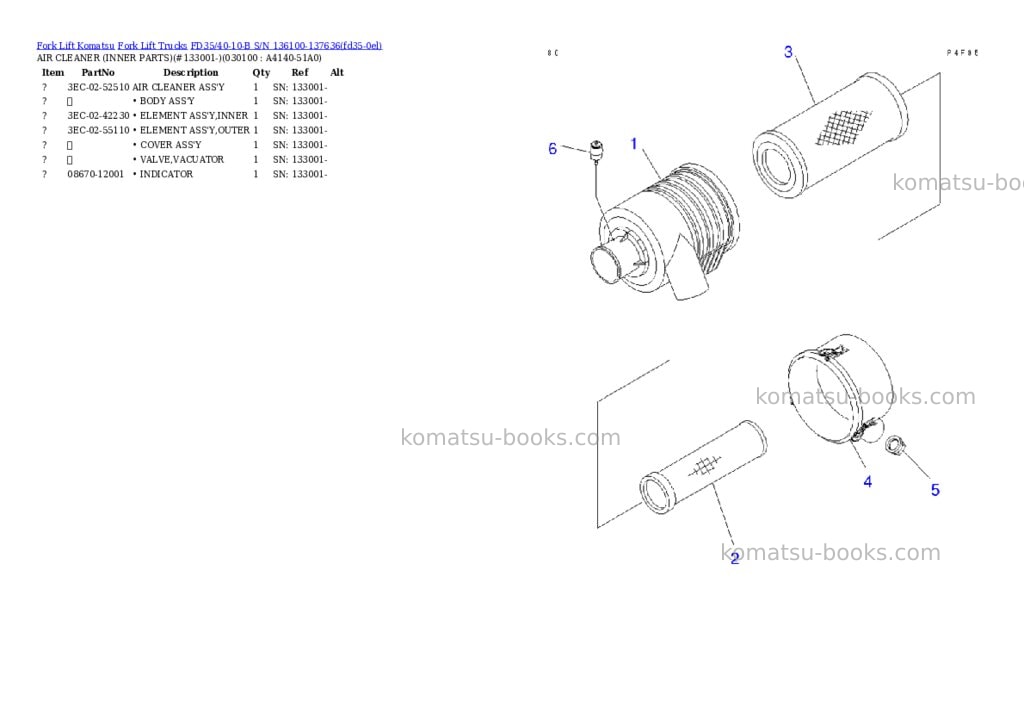 Komatsu FD35/40-10-B S/N 136100-137636 Parts catalog cover Page 9