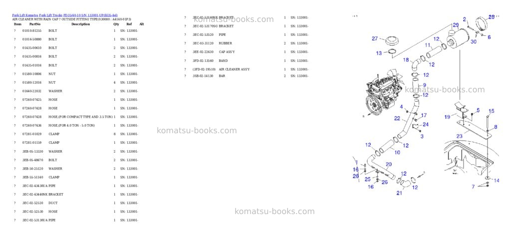 Komatsu fd35/40-10 s/n 133001-up Parts catalog cover Page 7 Komatsu fd35/40-10 s/n 133001-up Parts catalog cover Page 7
