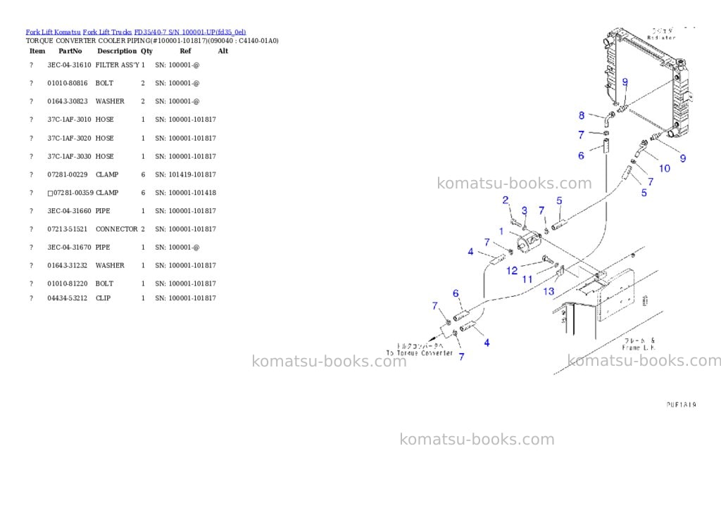 Komatsu fd35/40-7 s/n 100001-up Parts catalog cover Page 10 Komatsu fd35/40-7 s/n 100001-up Parts catalog cover Page 10