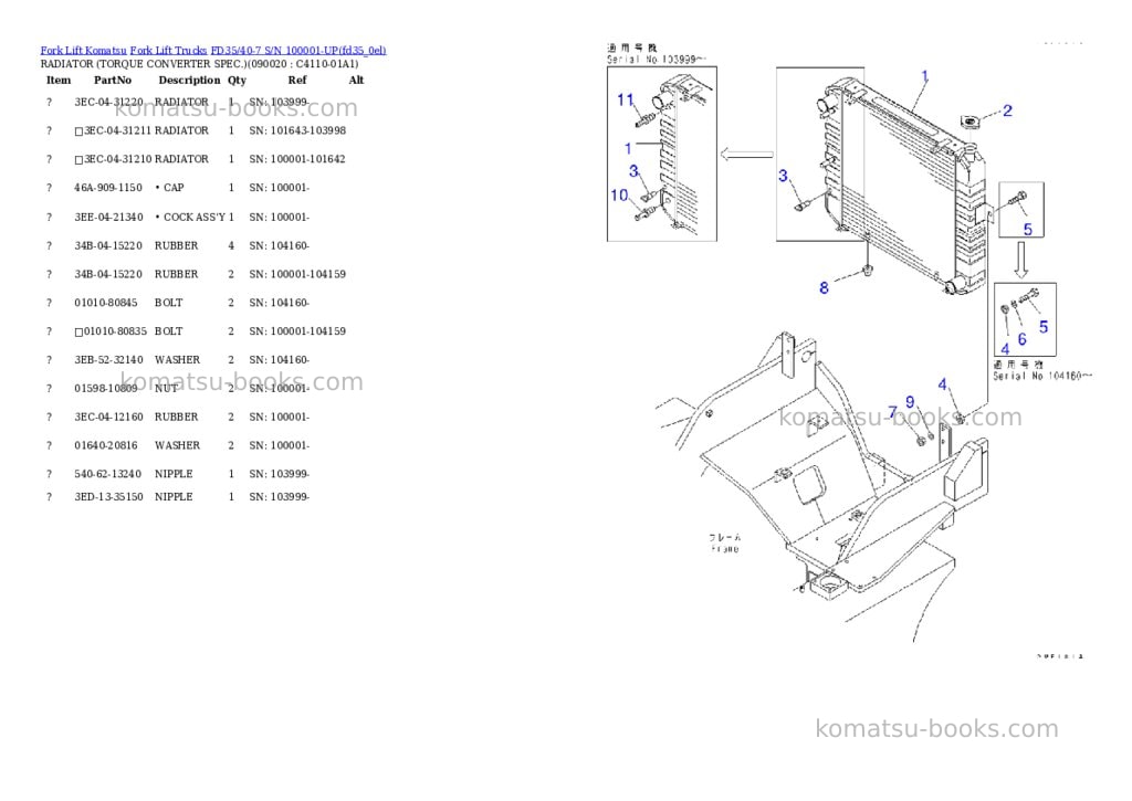 Komatsu fd35/40-7 s/n 100001-up Parts catalog cover Page 8 Komatsu fd35/40-7 s/n 100001-up Parts catalog cover Page 8