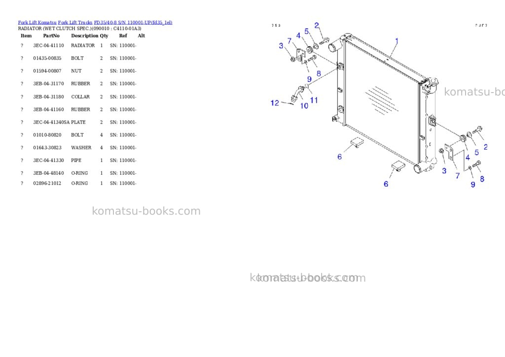 Komatsu fd35/40-8 s/n 110001-up Parts catalog cover Page 7 Komatsu fd35/40-8 s/n 110001-up Parts catalog cover Page 7